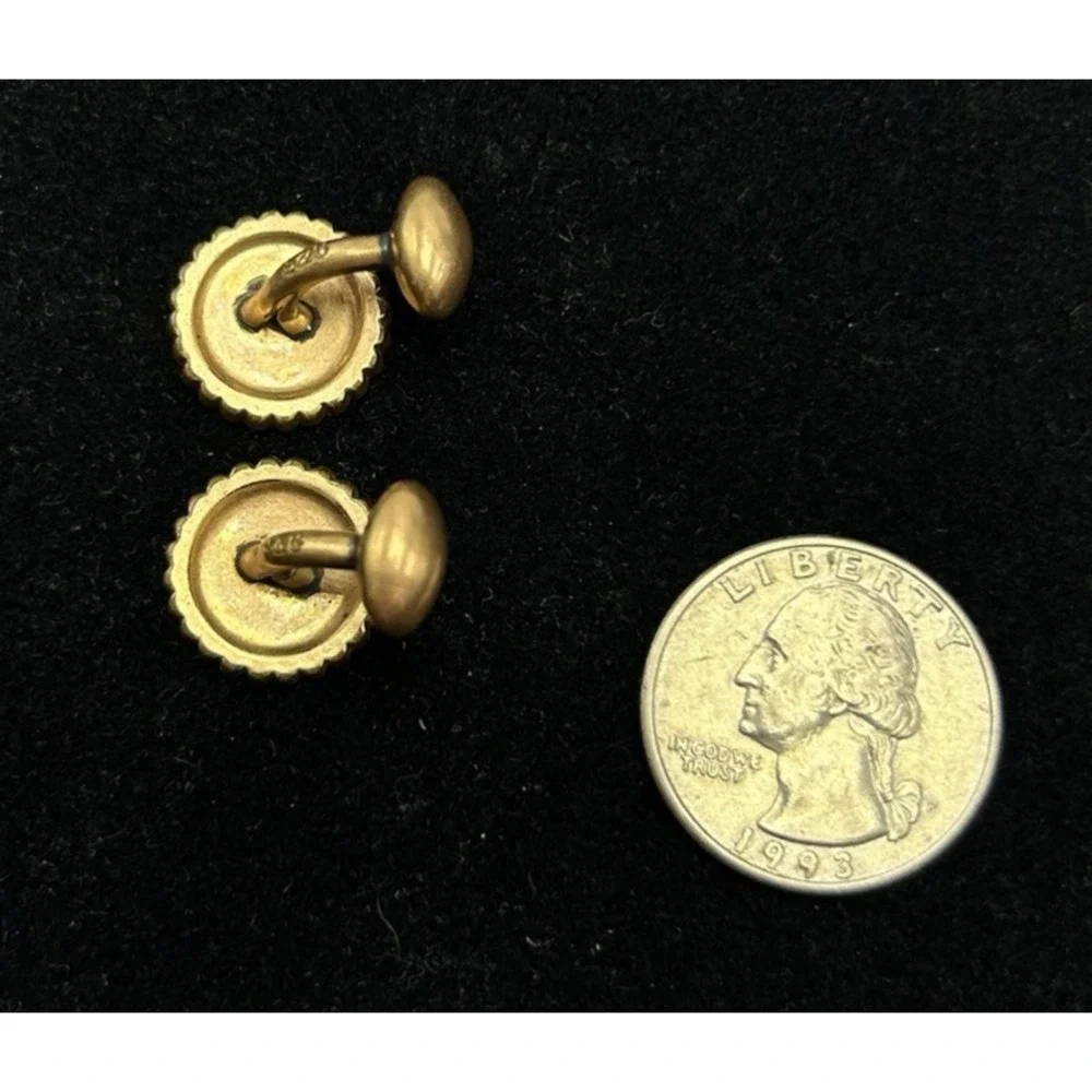Cufflinks Antique Art Deco Copper Tone French Cuff Etched Classy Marked Money